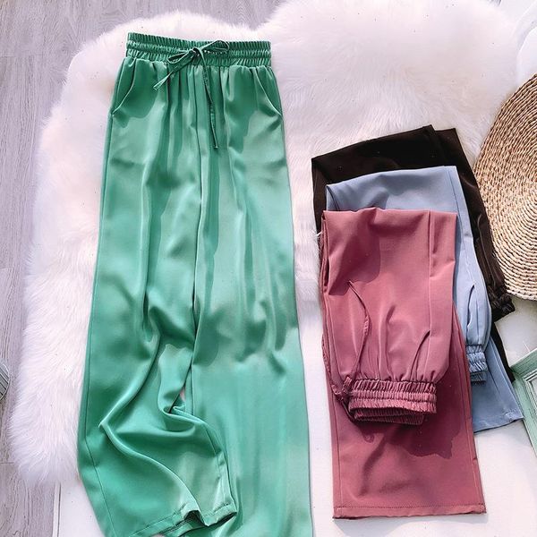 summer wide leg satin cloud womens capris ice silk loose casual trousers drape straight gd328, Black;white
summer wide leg satin cloud womens capris ice silk loose casual trousers drape straight gd328, Black;white