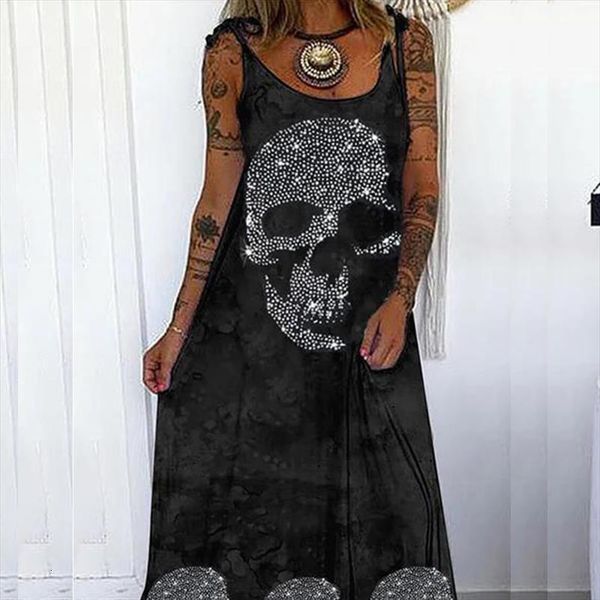 fashion vintage punk skull women dresses print party elegant o neck sleeveless sling long beach casual loose summer, Black;gray
fashion vintage punk skull women dresses print party elegant o neck sleeveless sling long beach casual loose summer, Black;gray
