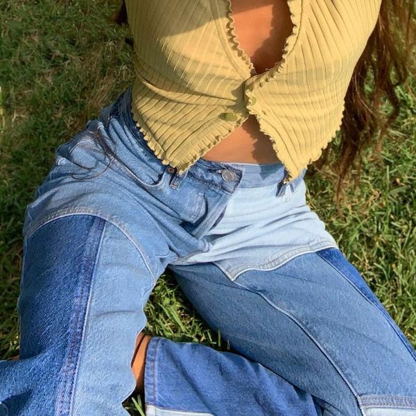 women's jeans 2021 streetwear straight women y2k patchwork harajuku 2000s aesthetic denim pants female high waist, Blue
women's jeans 2021 streetwear straight women y2k patchwork harajuku 2000s aesthetic denim pants female high waist, Blue