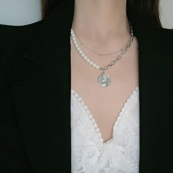 pendant necklaces u-magical double layer circle queen portrait imitation pearl necklace for women asymmetric chain bead jewelry, Silver
pendant necklaces u-magical double layer circle queen portrait imitation pearl necklace for women asymmetric chain bead jewelry, Silver