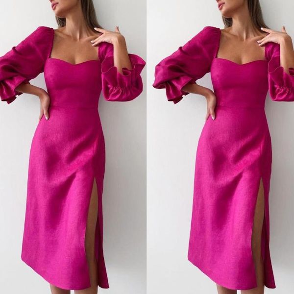 casual dresses puff sleeve breathable side split a-line rose red midi dress for party, Black;gray
casual dresses puff sleeve breathable side split a-line rose red midi dress for party, Black;gray