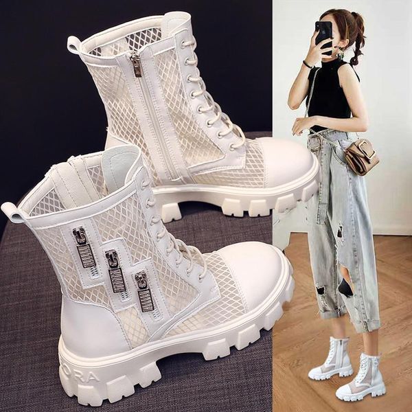 boots summer thin 2021 mesh hollow breathable comfortable thick soled white women's platform shoes, Black
boots summer thin 2021 mesh hollow breathable comfortable thick soled white women's platform shoes, Black