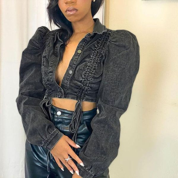 women's coat spring long sleeve lapel fashion loose short open navel denim single breasted sleeved jacket jackets, Black;brown
women's coat spring long sleeve lapel fashion loose short open navel denim single breasted sleeved jacket jackets, Black;brown