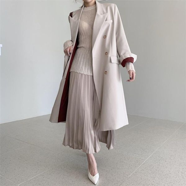 women's trench coats mid-length women khaki windbreaker autumn casual vintage elegant notched collar double breasted apricot coat abrig, Tan;black
women's trench coats mid-length women khaki windbreaker autumn casual vintage elegant notched collar double breasted apricot coat abrig, Tan;black