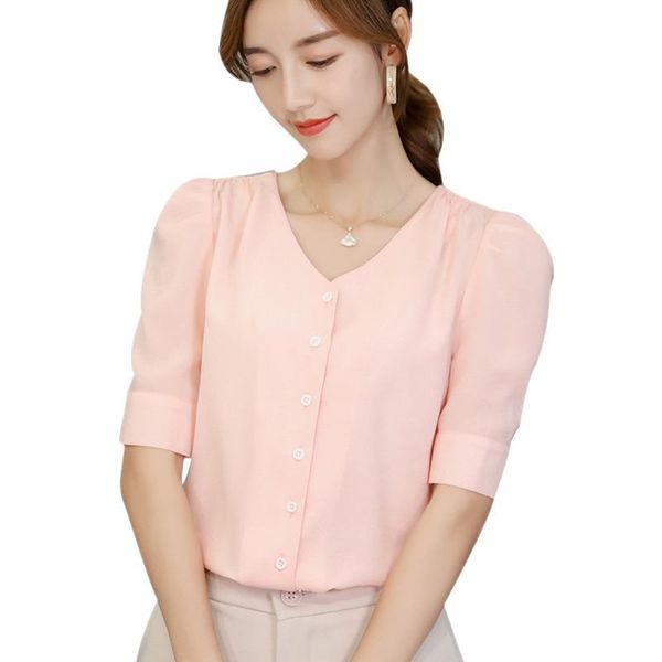 2021 summer blouse women v-neck solid chiffon short sleeve office lady elegant blouse solid, White
2021 summer blouse women v-neck solid chiffon short sleeve office lady elegant blouse solid, White