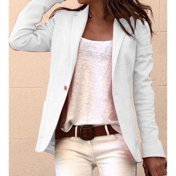 women's suits & blazers 2021 elegant slim office ladies suit long sleeve lapel collar casual simple style, White;black
women's suits & blazers 2021 elegant slim office ladies suit long sleeve lapel collar casual simple style, White;black