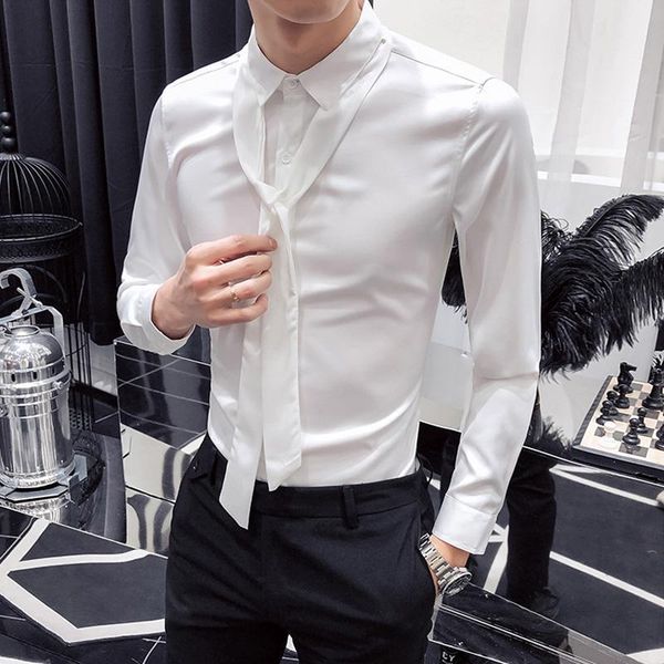 men's casual shirts high end tie men spring autumn long sleeve slim fit solid color male fashions shirt dress night club wear chemise h, White;black
men's casual shirts high end tie men spring autumn long sleeve slim fit solid color male fashions shirt dress night club wear chemise h, White;black