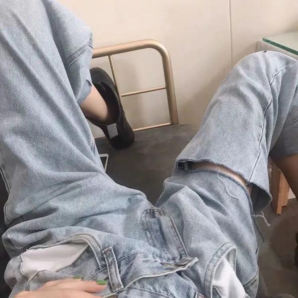 women's jeans autumn 2021 high waist cut korean version of thin loose pocket color matching wide leg pants, Blue
women's jeans autumn 2021 high waist cut korean version of thin loose pocket color matching wide leg pants, Blue