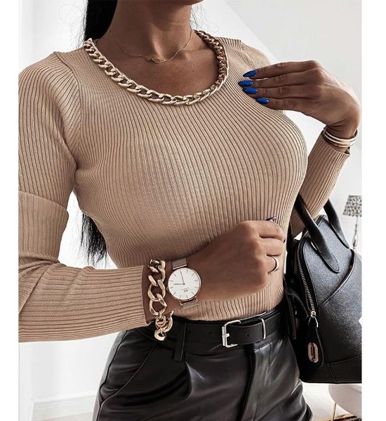 women's t-shirt hirigin 2021 women slim rib knitted long sleeve chain round neckline solid color stretch basic for spring fall, White
women's t-shirt hirigin 2021 women slim rib knitted long sleeve chain round neckline solid color stretch basic for spring fall, White