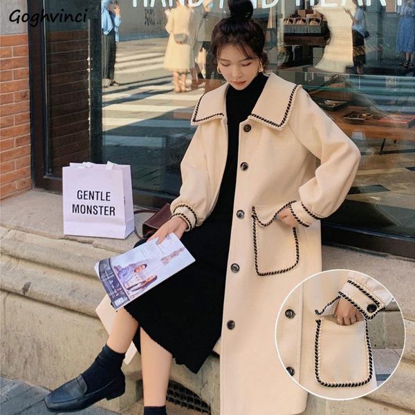 women's wool & blends women temperament coat button patchwork pocket slim oversize 3xl fashion chic female winter coats puff sleeve sim, Black
women's wool & blends women temperament coat button patchwork pocket slim oversize 3xl fashion chic female winter coats puff sleeve sim, Black