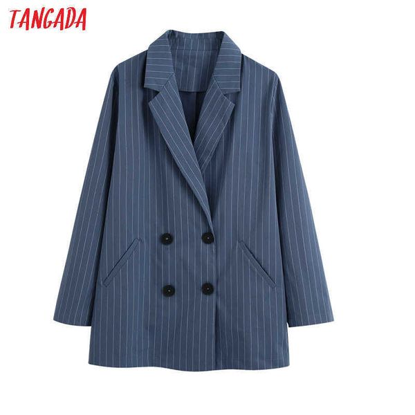 tangada women vintage blue striped blazer female long sleeve double breasted jacket ladies elegant blazer be312 210609, White;black
tangada women vintage blue striped blazer female long sleeve double breasted jacket ladies elegant blazer be312 210609, White;black