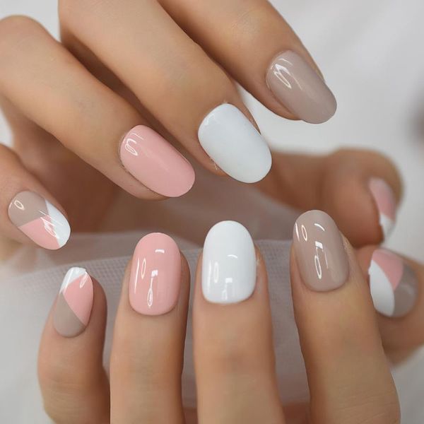 false nails pink white khaki fake multicolor press on fingernails short round full cover gel shine nail art salon home diy, Red;gold
false nails pink white khaki fake multicolor press on fingernails short round full cover gel shine nail art salon home diy, Red;gold