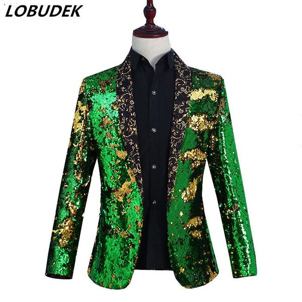 men's jackets men stage coat gold green sequins jacket prom party slim blazers outerwear nightclub bar host singer performance costume, Black;brown
men's jackets men stage coat gold green sequins jacket prom party slim blazers outerwear nightclub bar host singer performance costume, Black;brown