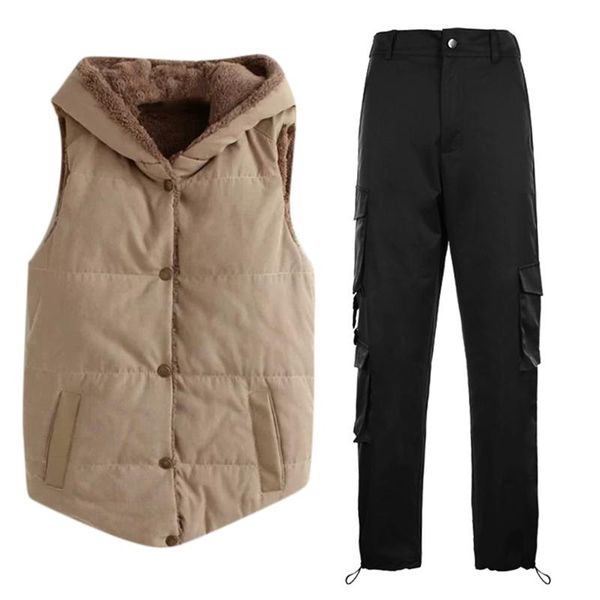 women's pants & capris coral fleece hooded women vest khaki xl with retro high waist big pocket overalls loose cargo l size black, Black;white
women's pants & capris coral fleece hooded women vest khaki xl with retro high waist big pocket overalls loose cargo l size black, Black;white