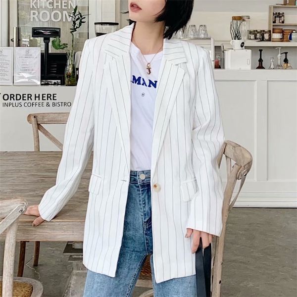 women striped suits fashion turn down collar white blazer office ladies work wear female coat suit 210430, White;black
women striped suits fashion turn down collar white blazer office ladies work wear female coat suit 210430, White;black