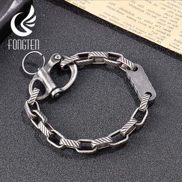 link, chain fongten men link big clasp vintage stainless steel charm round rock fashion jewelry, Black
link, chain fongten men link big clasp vintage stainless steel charm round rock fashion jewelry, Black