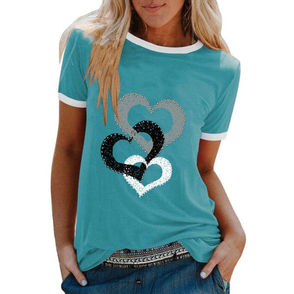 women's t-shirt 2021 women drilling love heart print t shirt short sleeve o-neck sweet ladies cotton plus size 5xl summer clothes, White
women's t-shirt 2021 women drilling love heart print t shirt short sleeve o-neck sweet ladies cotton plus size 5xl summer clothes, White