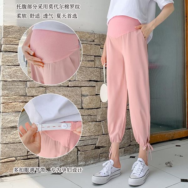 8506# maternity pants summer support abdomen chiffon plain color elastic waist belly trousers bottoms, White
8506# maternity pants summer support abdomen chiffon plain color elastic waist belly trousers bottoms, White