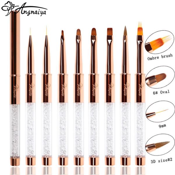 nail brushes angnya 9pcs/set rose gold art uv gel brush set pen builder flat crystal painting drawing carving manicure tool, Yellow
nail brushes angnya 9pcs/set rose gold art uv gel brush set pen builder flat crystal painting drawing carving manicure tool, Yellow