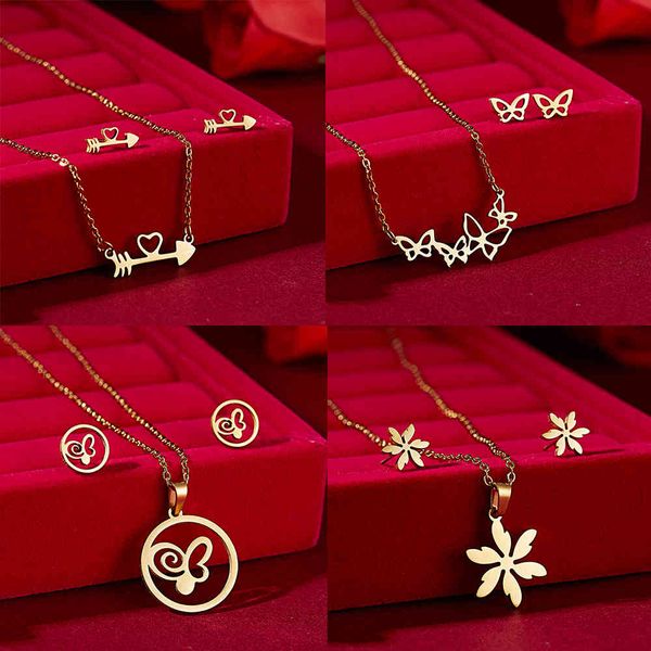 exquisite butterfly flower shape pendant neckalce stainless steel jewelry set clavicle chain necklaces earings sets for women, Black
exquisite butterfly flower shape pendant neckalce stainless steel jewelry set clavicle chain necklaces earings sets for women, Black