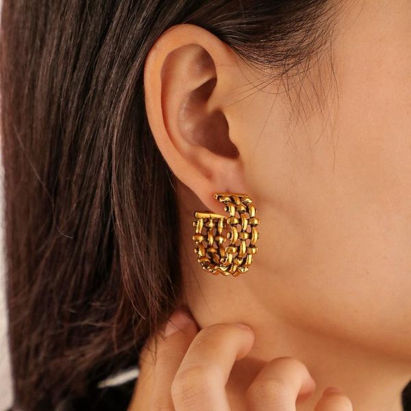 vintage metal knit ear loop elegant modern earrings hoop & huggie, Golden;silver
vintage metal knit ear loop elegant modern earrings hoop & huggie, Golden;silver