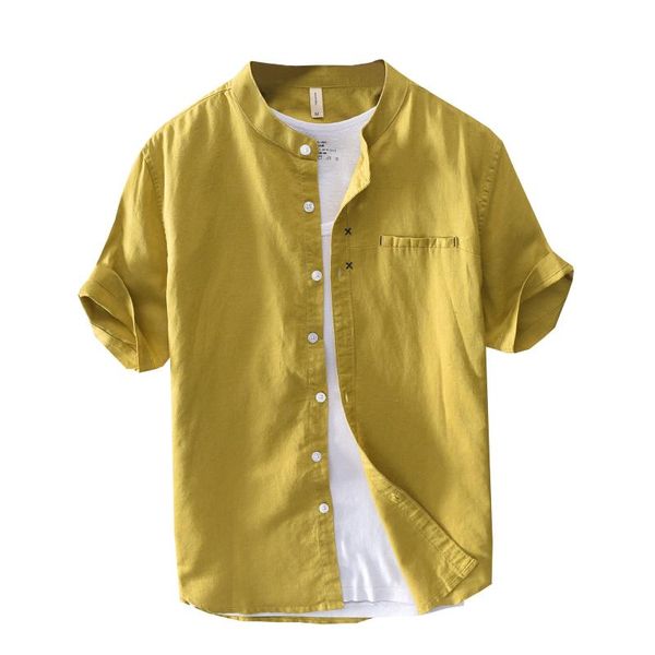 arrival summer yellow shirt men short-sleeved linen shirts brand casual mens fashion male chemise men's, White;black
arrival summer yellow shirt men short-sleeved linen shirts brand casual mens fashion male chemise men's, White;black