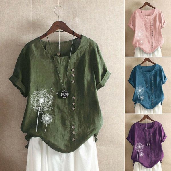 women's t-shirt 2021 fashion women dandelion print floral cotton linen short sleeve t shirt ladies loose casual blouse muticolor, White
women's t-shirt 2021 fashion women dandelion print floral cotton linen short sleeve t shirt ladies loose casual blouse muticolor, White