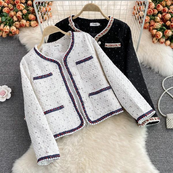 women's jackets 2021 autumn jacket retro tweed short temperament round neck loose cardigan button female, Black;brown
women's jackets 2021 autumn jacket retro tweed short temperament round neck loose cardigan button female, Black;brown