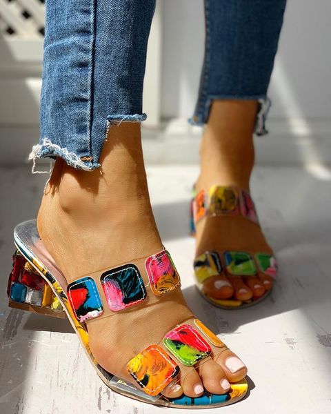 slippers 2021 size 41 women colorful crystal square heels summer mules casual slides, Black
slippers 2021 size 41 women colorful crystal square heels summer mules casual slides, Black