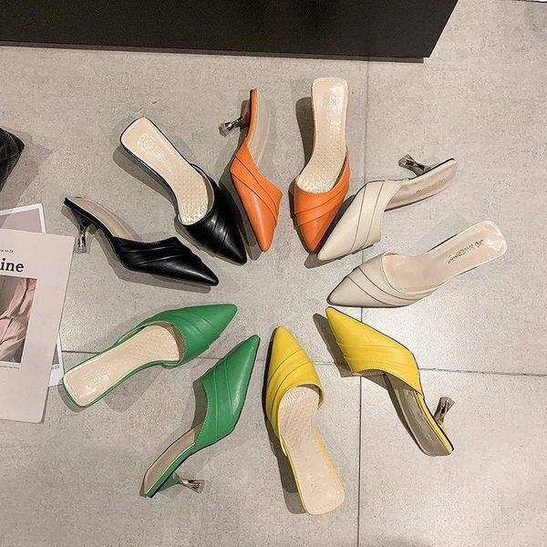 slippers 2021 summer shoes women high heels party pointed toe office lady heeled fashion brand thin heel 6.5cm a3431, Black
slippers 2021 summer shoes women high heels party pointed toe office lady heeled fashion brand thin heel 6.5cm a3431, Black