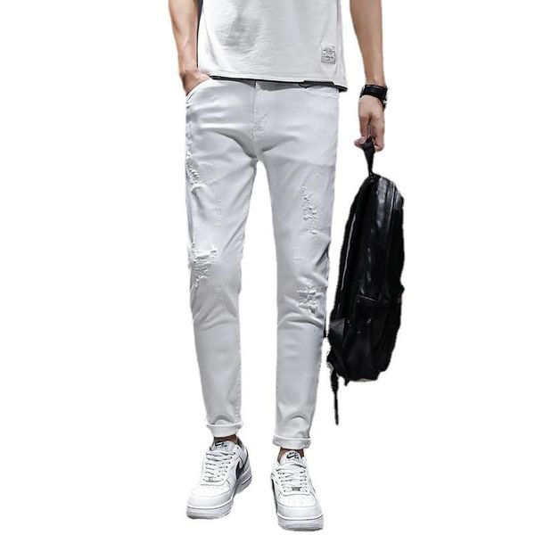 men's jeans mens slim fit white men pants trousers for homme streetwear clothing elastic, Blue
men's jeans mens slim fit white men pants trousers for homme streetwear clothing elastic, Blue