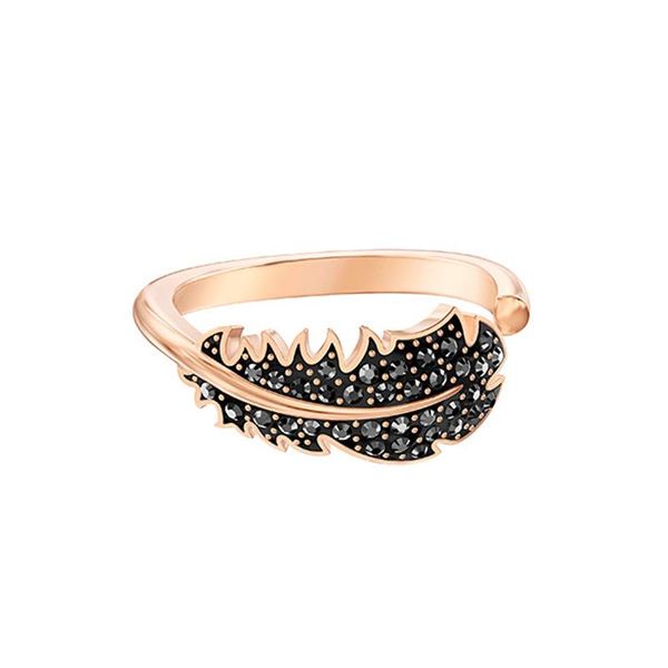 cluster rings 2021 classic black feather open rose gold ring beloved by fashionable women., Golden;silver
cluster rings 2021 classic black feather open rose gold ring beloved by fashionable women., Golden;silver