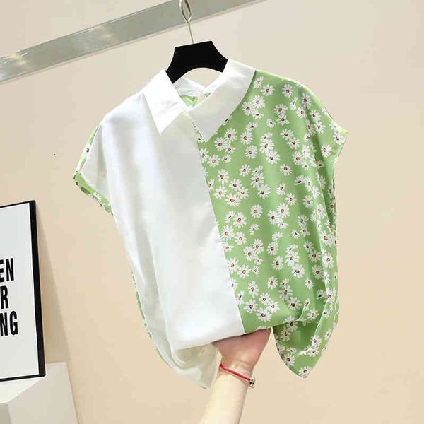 suits pullover women contrast stitching daisy chiffon blouse lapel short sleeve shirts top, White;black
suits pullover women contrast stitching daisy chiffon blouse lapel short sleeve shirts top, White;black