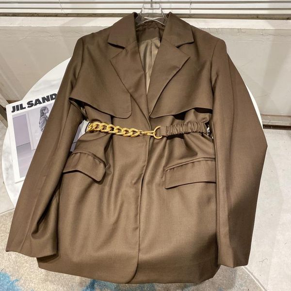 women's suits & blazers celebrity style autumn chains belted women suit blazer ladies chic runway jacket, White;black
women's suits & blazers celebrity style autumn chains belted women suit blazer ladies chic runway jacket, White;black