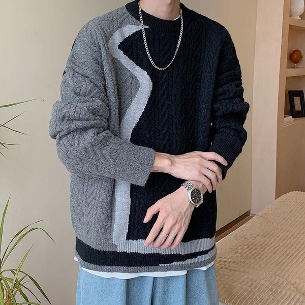 men's sweaters contrasting jacquard sweater thick winter loose casual male clothes comfortable warm streetwear long sleeve o-neck pull, White;black
men's sweaters contrasting jacquard sweater thick winter loose casual male clothes comfortable warm streetwear long sleeve o-neck pull, White;black