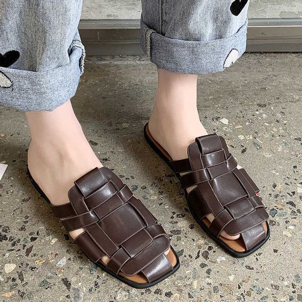 rimocy vintage pu leather flat slippers women summer roman style weave beach sandals woman round toe rubber flip flops 210528, Black
rimocy vintage pu leather flat slippers women summer roman style weave beach sandals woman round toe rubber flip flops 210528, Black