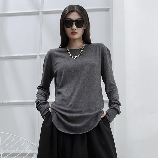 women's t-shirt 2021 spring and summer black white dark gray medium length round neck mitten loose long sleeve for women
women's t-shirt 2021 spring and summer black white dark gray medium length round neck mitten loose long sleeve for women