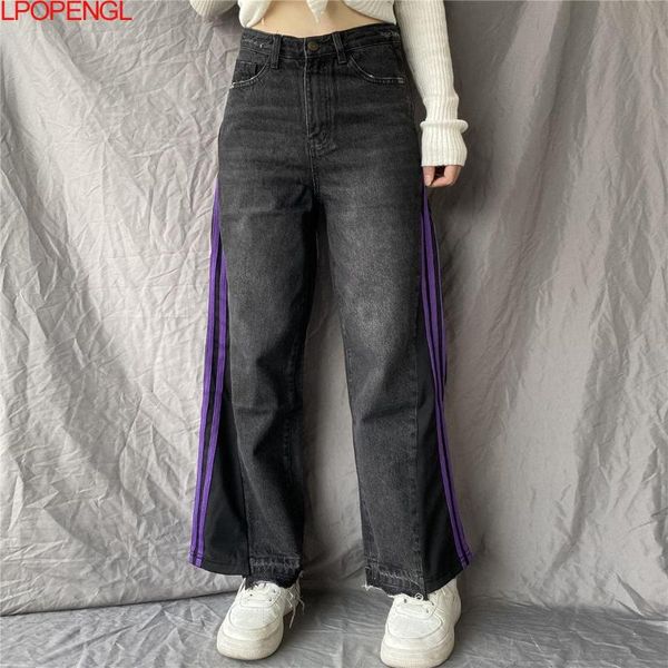 women's jeans vingtage straight women 2021 autumn winter high waist female korean striped pant fashion casual denim trousers, Blue
women's jeans vingtage straight women 2021 autumn winter high waist female korean striped pant fashion casual denim trousers, Blue