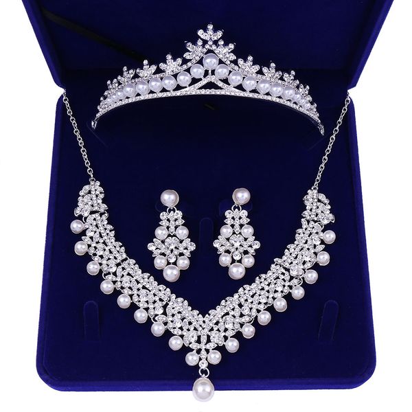 bridal crown necklace and earring set wedding dress headpieces inlaid white pearl rhinestones party fashion accessories birthday christmas g, Silver
bridal crown necklace and earring set wedding dress headpieces inlaid white pearl rhinestones party fashion accessories birthday christmas g, Silver