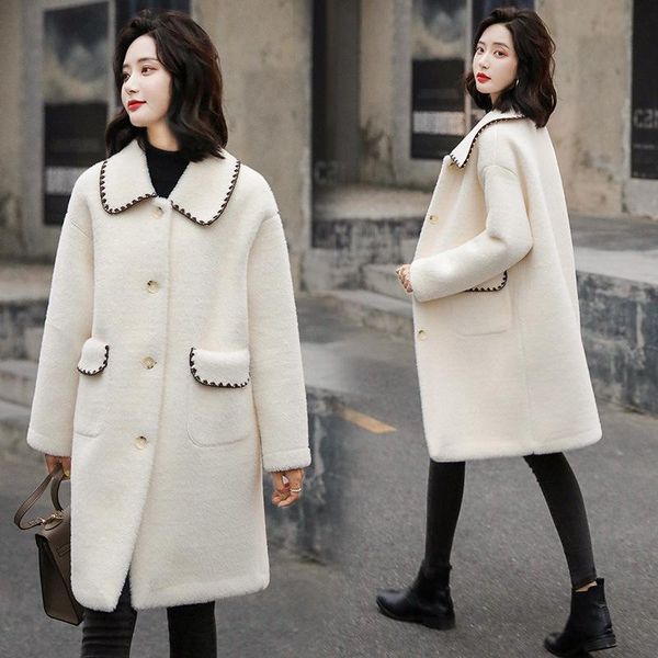women's wool & blends fashion embroidered burk velvet long coat for women 2021 winter warm temperament korean woolen, Black
women's wool & blends fashion embroidered burk velvet long coat for women 2021 winter warm temperament korean woolen, Black