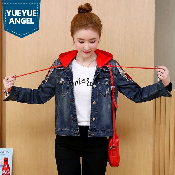 women's jackets women high street sequin hooded denim outerwear frayed korean loose fit jeans jacket streetwear clothes female short co, Black;brown
women's jackets women high street sequin hooded denim outerwear frayed korean loose fit jeans jacket streetwear clothes female short co, Black;brown