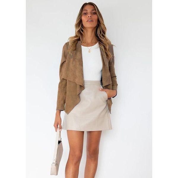 women's jackets arrival cardigan 2021 autumn women faux leather jacket casual slim short coat female deerskin outwear casacos feminino, Black;brown
women's jackets arrival cardigan 2021 autumn women faux leather jacket casual slim short coat female deerskin outwear casacos feminino, Black;brown
