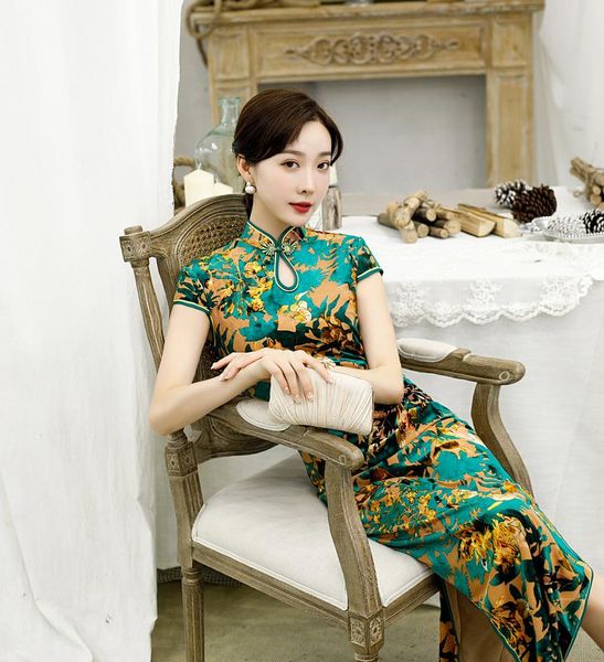velour long cheongsam classic mandarin collar qipao chinese women print flower gowns vestidos oversize 5xl ethnic clothing, Red
velour long cheongsam classic mandarin collar qipao chinese women print flower gowns vestidos oversize 5xl ethnic clothing, Red