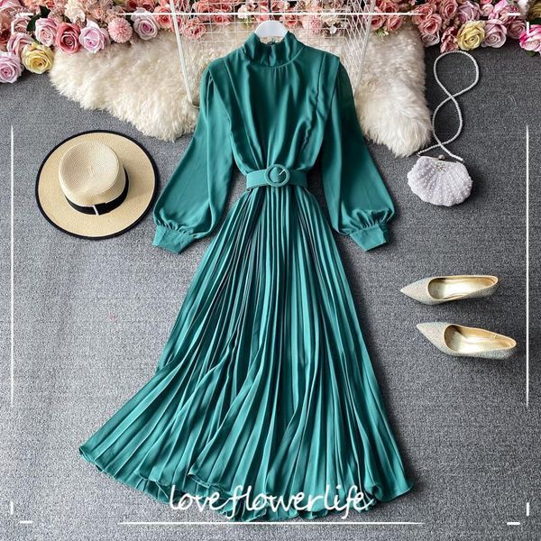 spring autumn vestidos collect waist stand collar pure color comfort dress women elegant dresses lantern sleeve fashion outwear 210521, Black;gray
spring autumn vestidos collect waist stand collar pure color comfort dress women elegant dresses lantern sleeve fashion outwear 210521, Black;gray