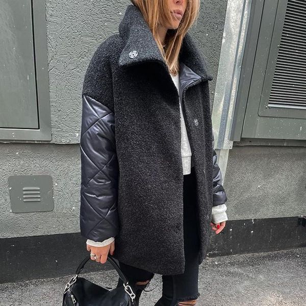 women's wool & blends yana fashion turn down collar coats women elegant winter patchwork covered button jackets mid length ladies, Black
women's wool & blends yana fashion turn down collar coats women elegant winter patchwork covered button jackets mid length ladies, Black