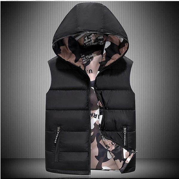 men's vests double-sided camouflage down cotton vest casual autumn and winter waistcoat hooded sleeveless padded jacket outerwear male, Black;white
men's vests double-sided camouflage down cotton vest casual autumn and winter waistcoat hooded sleeveless padded jacket outerwear male, Black;white