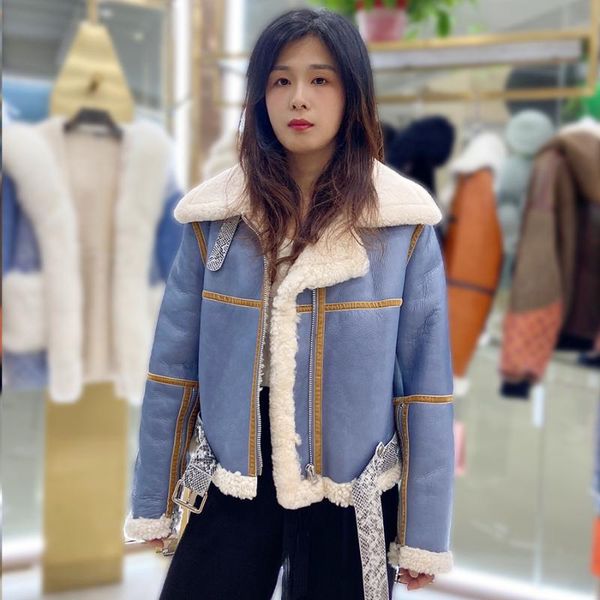 women's fur & faux shearling coat women sheepskin jacket 2021 winter warm thick jackets short style outwear fashion leather coats, Black
women's fur & faux shearling coat women sheepskin jacket 2021 winter warm thick jackets short style outwear fashion leather coats, Black
