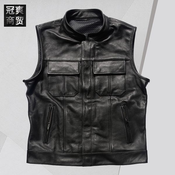 Fashion Leather Club Harley' Son of Chaos Waistcoat Men' Fattening Large Locomotive Head, Black
Fashion Leather Club Harley' Son of Chaos Waistcoat Men' Fattening Large Locomotive Head, Black