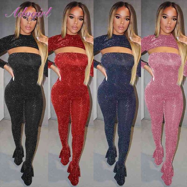 women night party jumpsuit clubwear two piece sets sequines strapless flare legging jumpsuit crop outfit rompers, White
women night party jumpsuit clubwear two piece sets sequines strapless flare legging jumpsuit crop outfit rompers, White