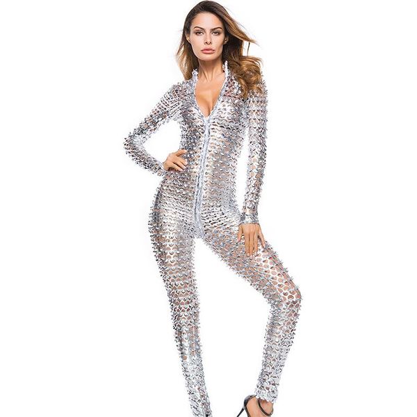 nightclub party overalls shiny erotic pole dance bodysuit women mesh hole zipper long sleeve faux leather jumpsuit costumes women's jum, Black;white
nightclub party overalls shiny erotic pole dance bodysuit women mesh hole zipper long sleeve faux leather jumpsuit costumes women's jum, Black;white